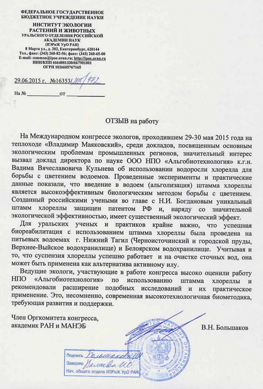 Отзыв Большакова Владимира Николаевича